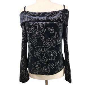 Xscape by Joanna Chen Velvet Top Medium Over Shoulder Metallic Floral Whimsigoth